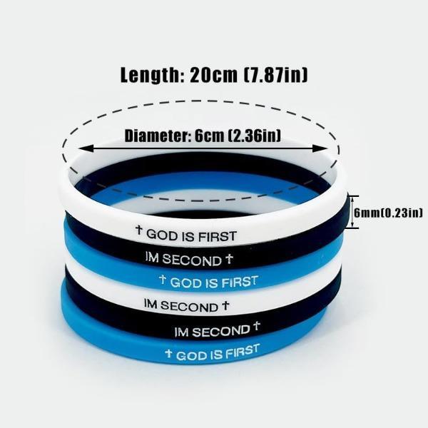 God Is First IM SECOND Christian Bracelet! Engraved Bible Verses, Cross Silicone Rubber, Faith-Based Gift for Women Men, Religious Easter Gifts