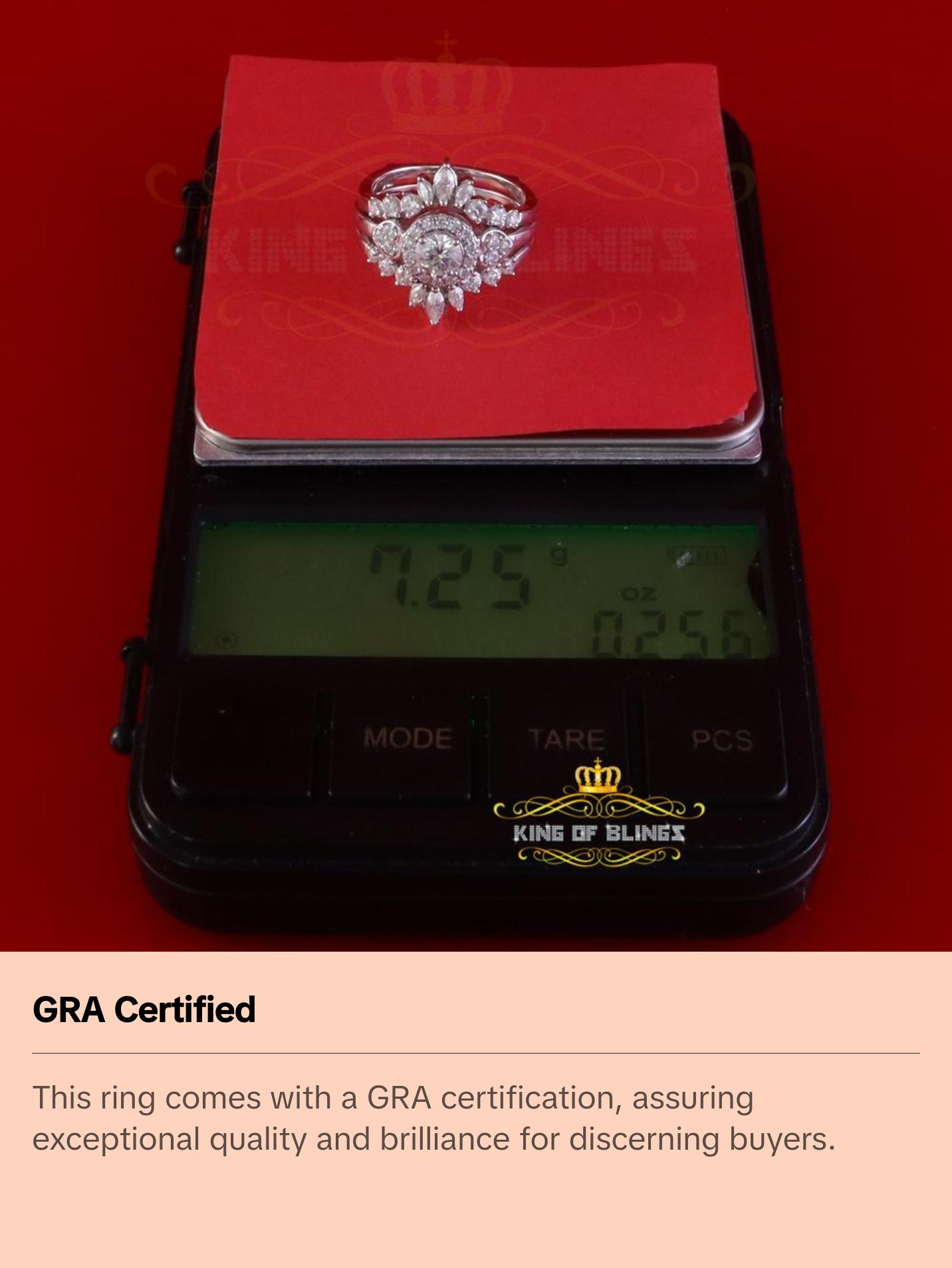 King Of Blings 2CT VVS D Moissanite Solitaire Enhancer Guard Wrap Ring Insert 925 White Silver