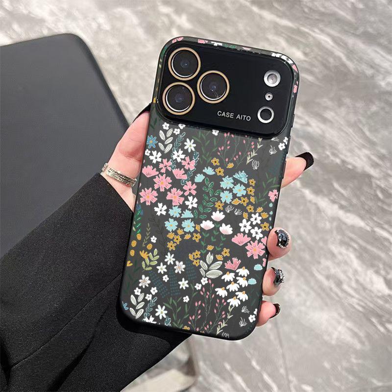 Fresh Floral Print Phone Case for iPhone 17 Pro Max 17Air 17 16E 16 15 14 13 12, Ultra Skin-Friendly TPU, All-Inclusive Glass Lens Protection, Aesthetic Flower Pattern Gift, Dopamine Ins Style Summer Cover, Shockproof Slim Case, Lens Window Design