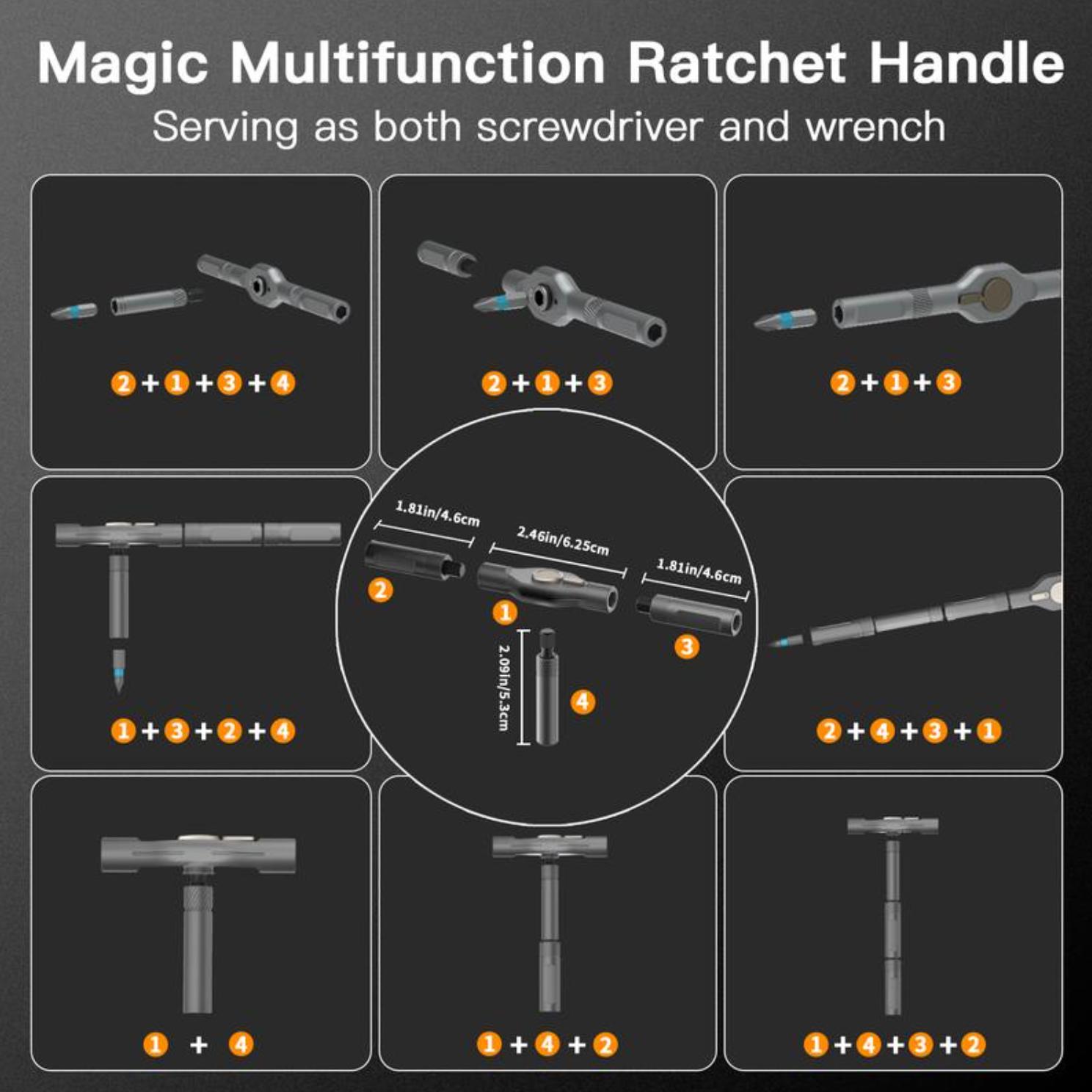 43-in-1 Ratcheting Screwdriver Set  Multi-Purpose Magnetic Repair Kit with Detachable Handle | Perfect for Computer, Phone, Watch & Glasses Fixes | Cool DIY Tool Gift for Men