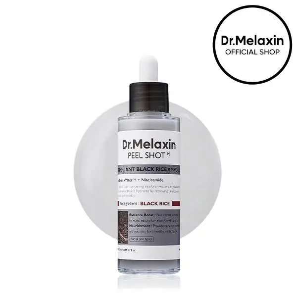 [Dr.Melaxin Official] Peel Shot Glow White Rice Peeling Ampoule, Black Head Remover Korean Skin Care Soft Exfoliating Face and Body Dead Skin Cells Remover for All Skin Types, 80ml