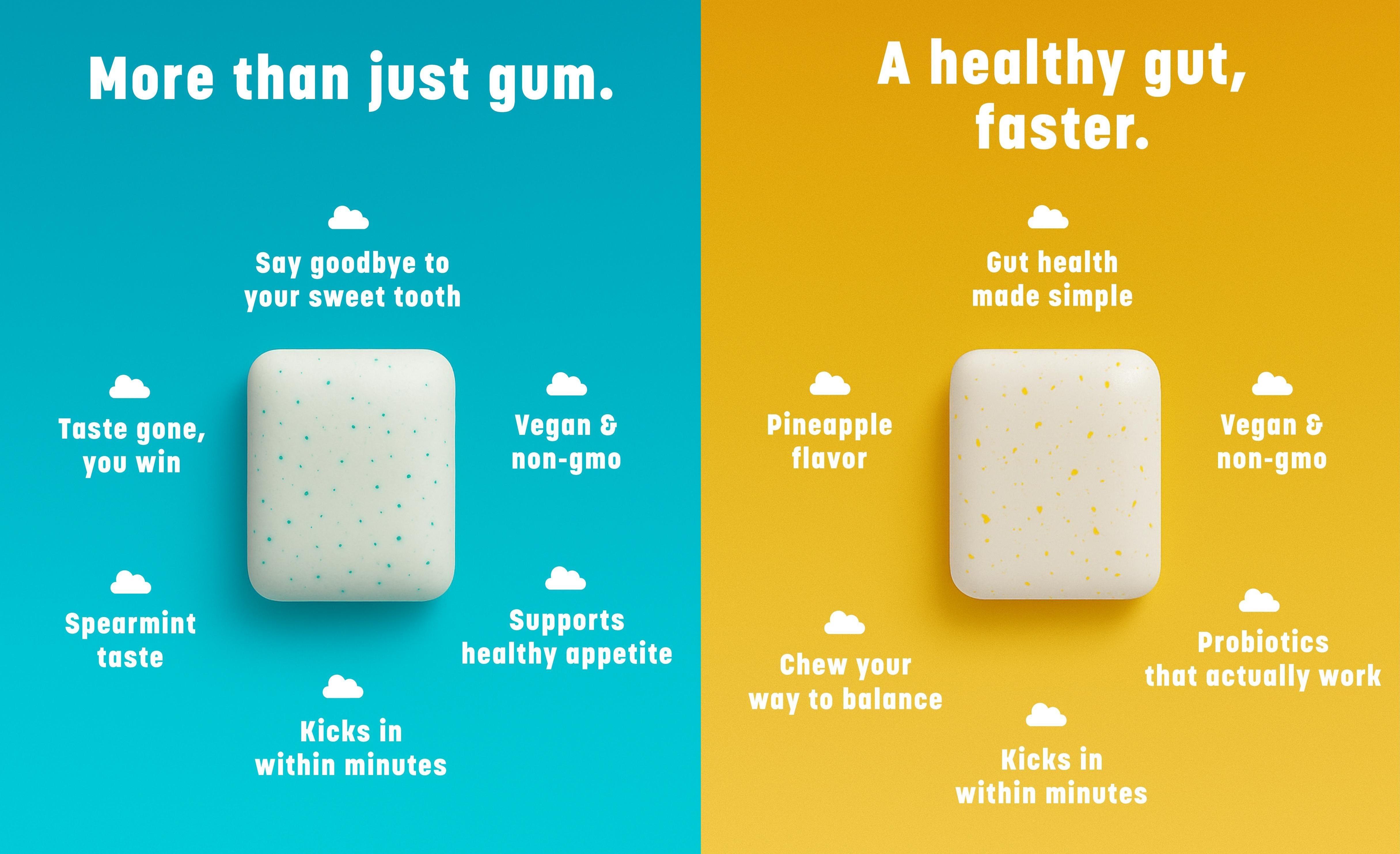 Clooudie Gut Health Kit: Tastless Chewing Gum + Probiotic Chewing Gum, Support Gut & Digestive Wellness, Reduce Sweet Signal, Help With Eating Healthy, Clinically Tested, Vegan, Non-GMO & Sugar-Free Clooudie Gut Health Kit: Tastless Chewing Gum + Probiotic Chewing Gum, Support Gut & Digestive Wellness, Reduce Sweet Signal, Help With Eating Healthy, Clinically Tested, Vegan, Non-GMO & Sugar-Free