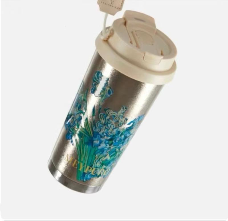 Art Design Flower Titanium Thermos 500ml/17oz 16H Hot 16H Cold