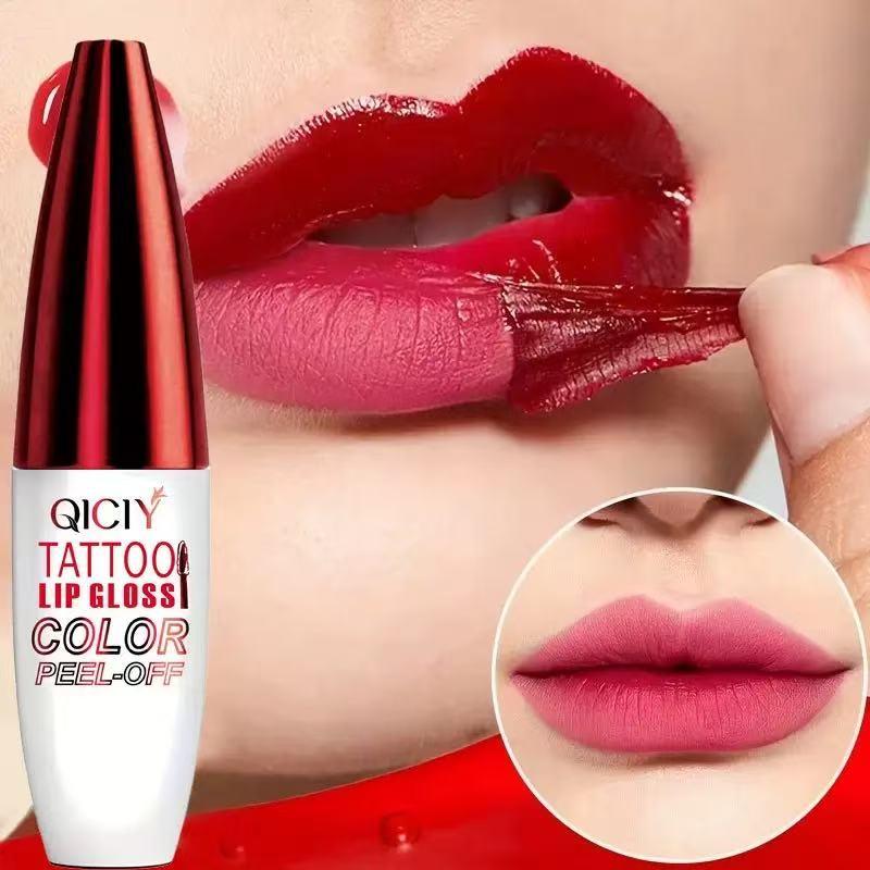 Gloss Peel Off Lip Tint - Tattoo Lip Glaze, MatteHigh Pigment Long Wear Waterproof Lipstick,Wipe-On Colour, Makeup - Glossy