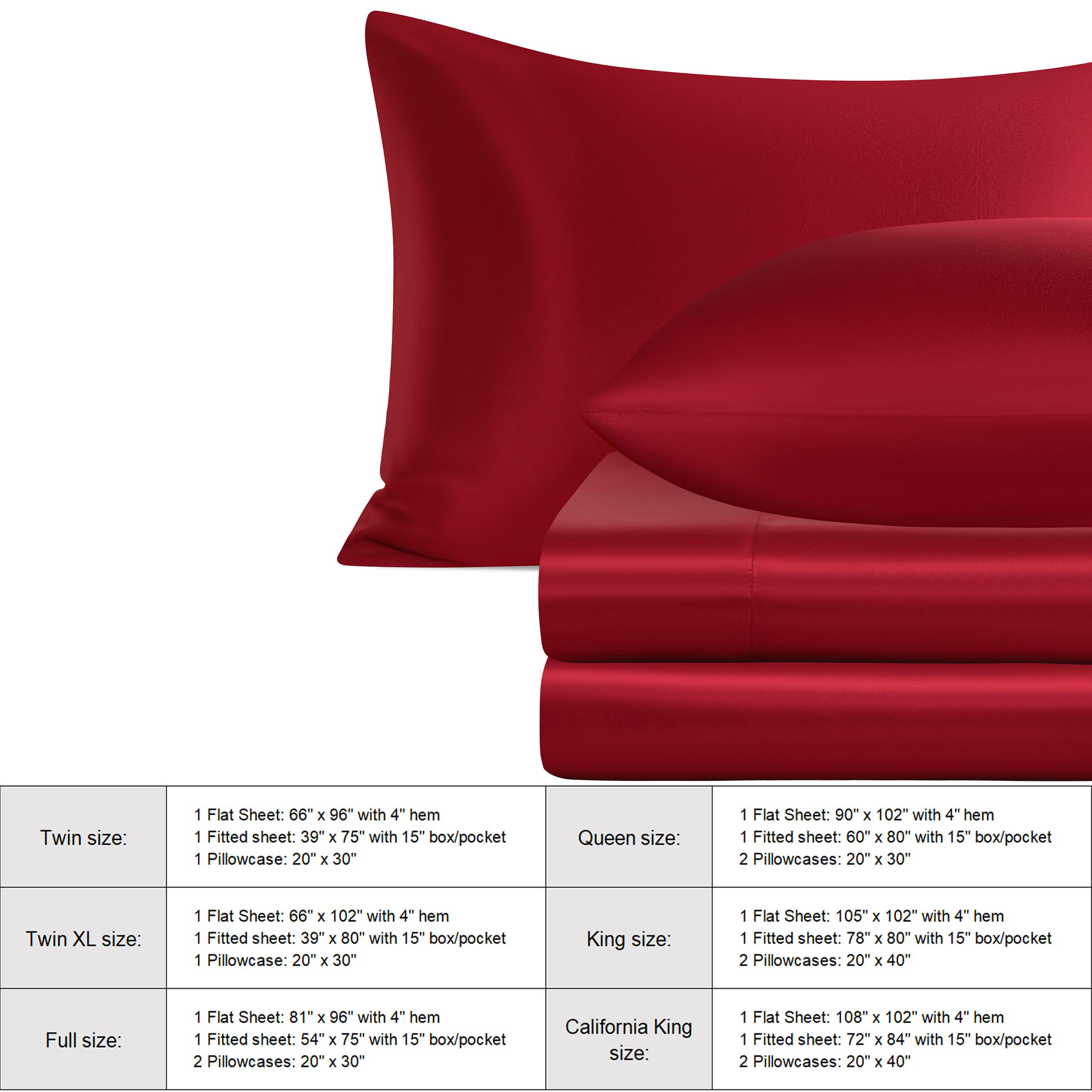 BEDSUM Luxury 3/4 Piece Satin Bed Sheet Set-Silky Smooth & Breathable for Year-Round Comfort,Holiday Gift