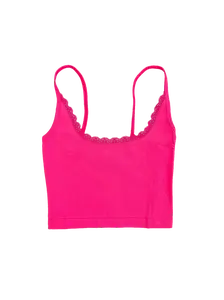 Hot Pink Ultra Low Y2K Aesthetic Black Tank Top Strappy 2000s Lace Trendy