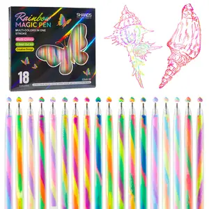 SHANDS 18 Rainbow Rainbow Magic! Swirl Gel Pens Perfect for Father’s Day & Kids' Day Gifts DIY Gift Idea, 1.0mm Smooth Writing Art Supplies Perfect for Outdoor Camping Notes & DIY Greeting Cards ️ 1.0mm Smooth Writing for Aesthetic Doodling & Summer Fun!