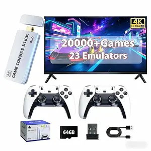 2026 New Video Retro Game Controller Console with 20,000+ Games & 23 Emulators, Wireless 23 Controllers, 64GB TF Card, HDMI Output, 2Ergonomic Wireless Controllers, Perfect for All Ages, Button Stick