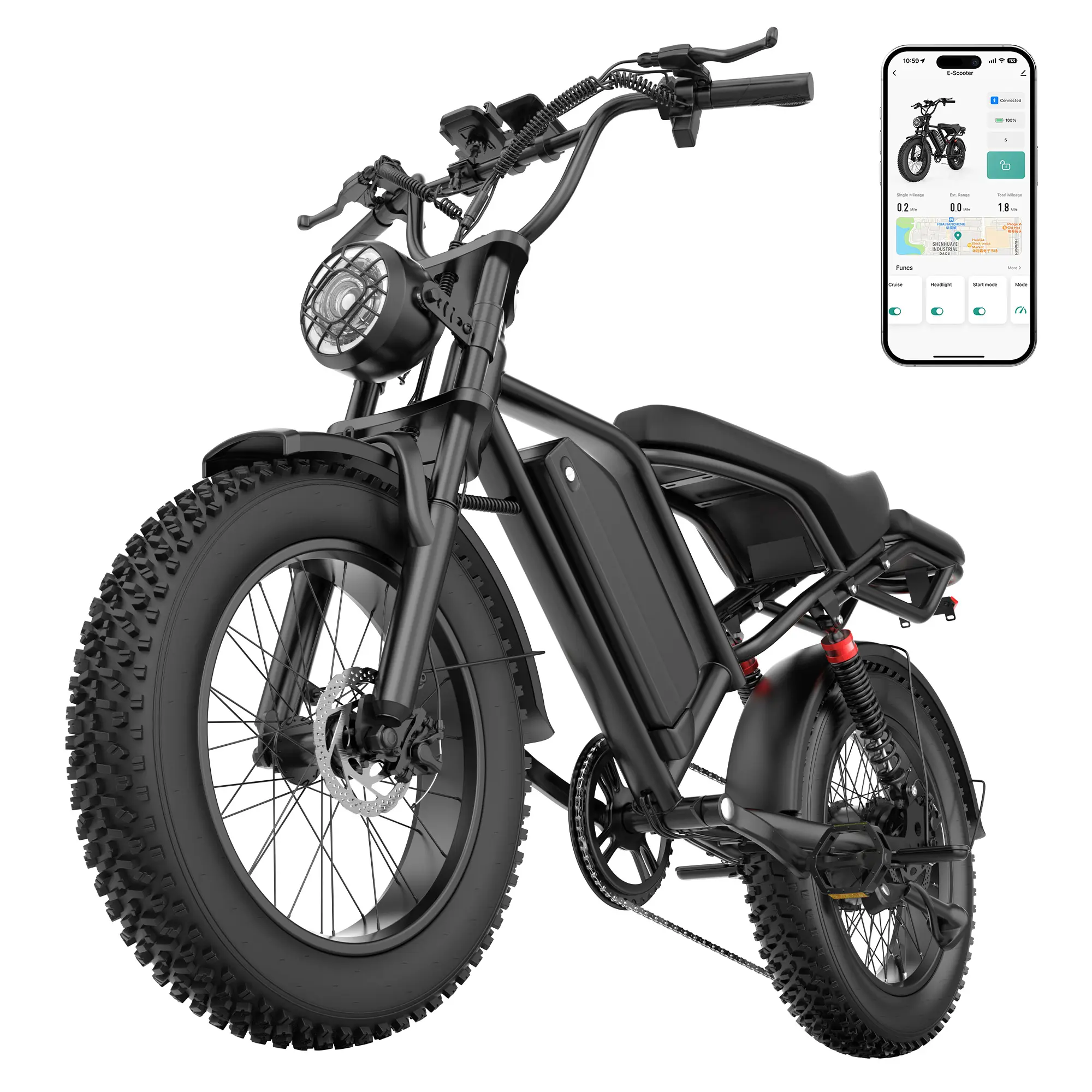 Adults' 2Pro Off-Road Electric Dirt Bike - 800/1000W Peak Motor, 25/31 MPH Top Speed, 48V 15.8/18Ah Fast-Charging Battery, 20"x4.0" Fat Tire, Aluminum Frame, Full Suspension, APP & GPS, USB Port, 2-Person Ride, 330 lbs Max Load, Exercise E-Bike tiktokshop