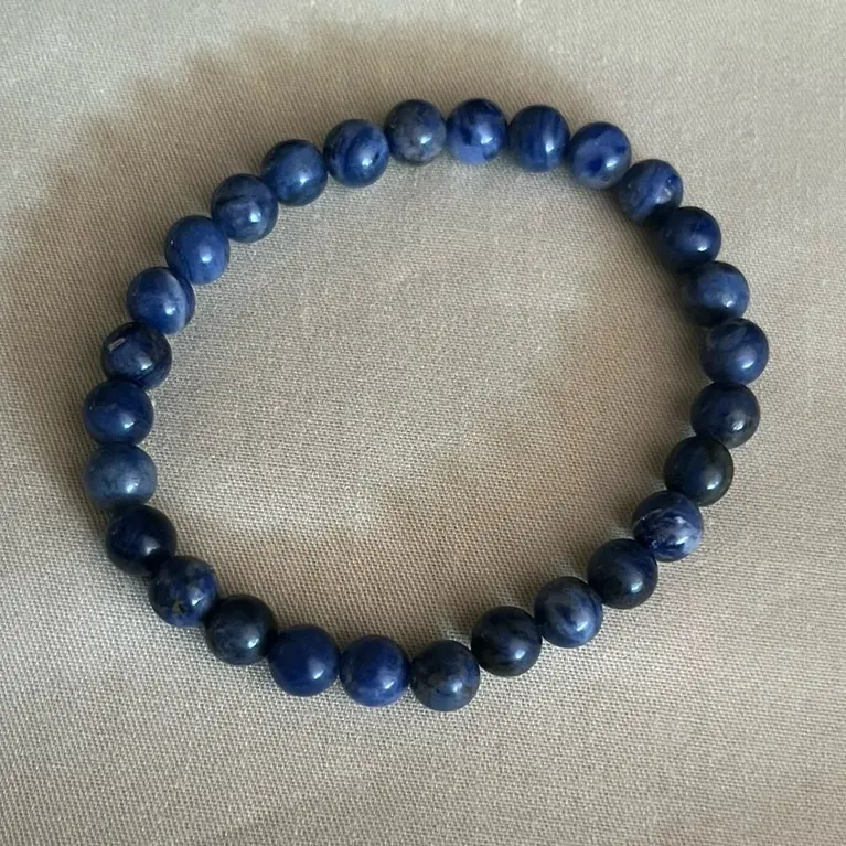 Handcrafted Sodalite Bracelet for Adults, 6mm Round Gemstone Beads, Cleansed Stretch Crystal for Chakra Healing and Everyday Wear, Natural Stone, Choking Hazard Small Parts, Daily, Positive Energy, Us, Unisex, Natural Sodalite