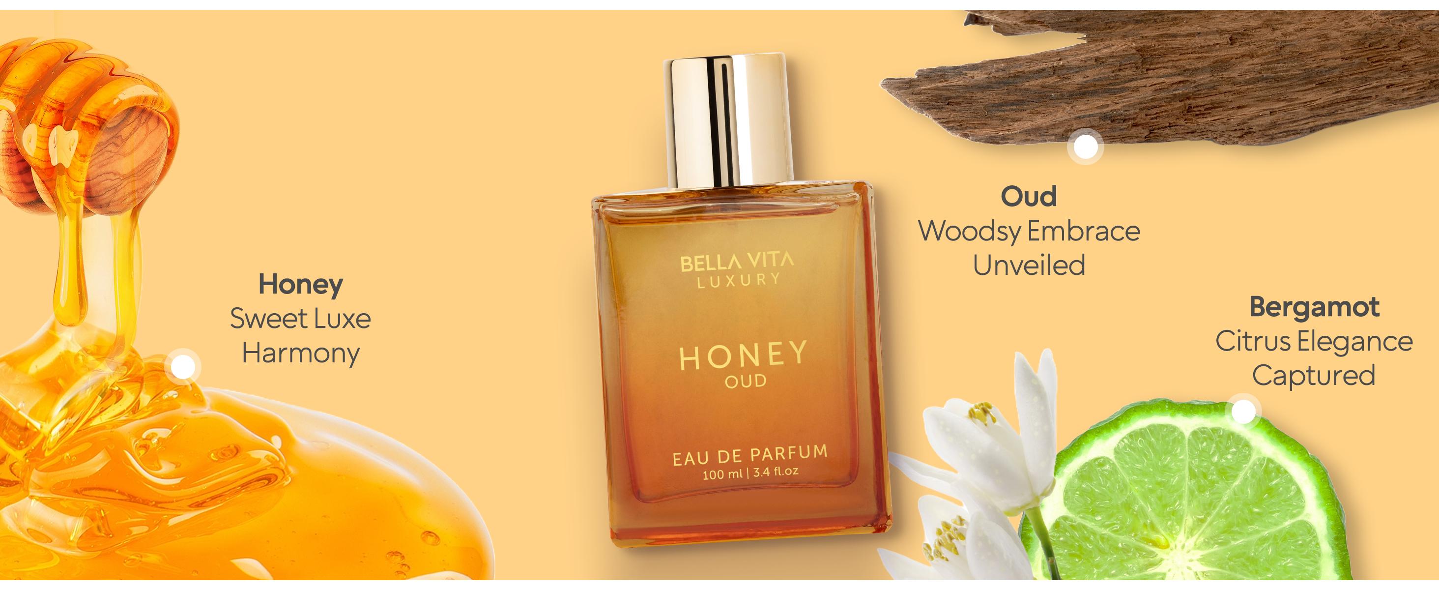 Bellavita Luxury Honey Oud Eau De Parfum 100ML | Unisex Perfume for Women & Men | Sweet Honey & Smoky Oud Long Lasting Arabic Fragrance | Luxury Women Perfume Gift Set | Perfect Women’s Day Gift