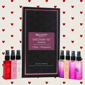 Bellavita Luxury Discovery Gift Set for Women | Valentine Perfume Mini Set | Multiple Fragrance Profiles | Date, Rose, Glam, Senorita, Hot Mess, Diva, & White Oud | Travel-Friendly Eau De Parfums | Vegan & Cruelty-Free