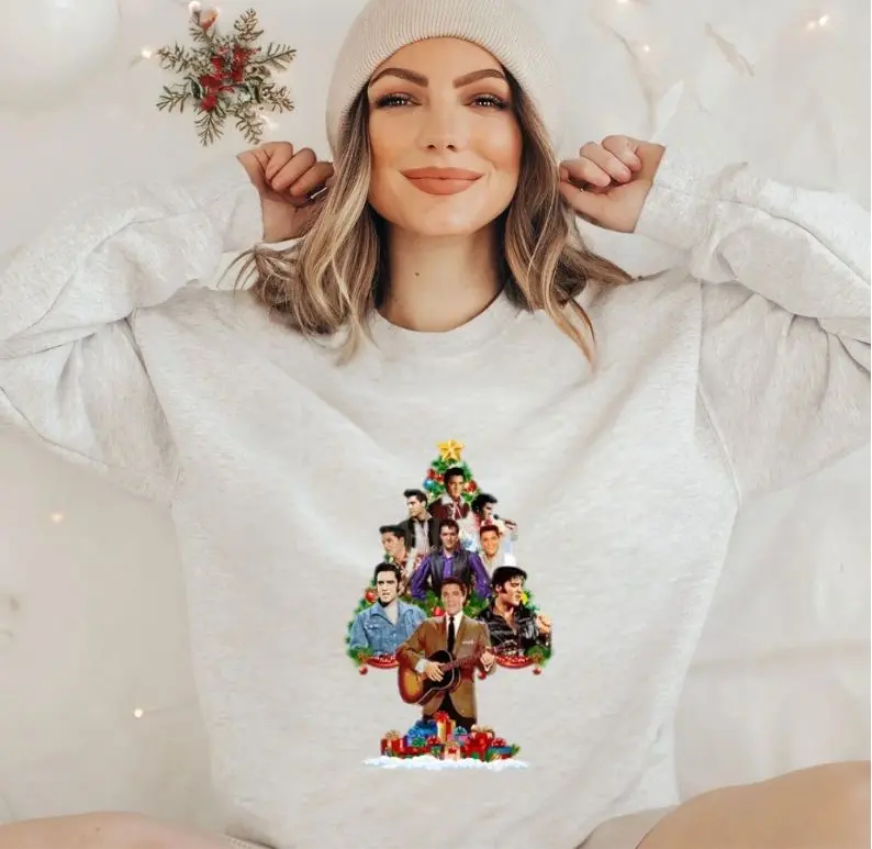 Elvis Presley Merry Christmas T-Shirt, Elvis Presley Sweatshirt 2024, Christmas Gift Unisex Hoodie Womenswear Rabbit