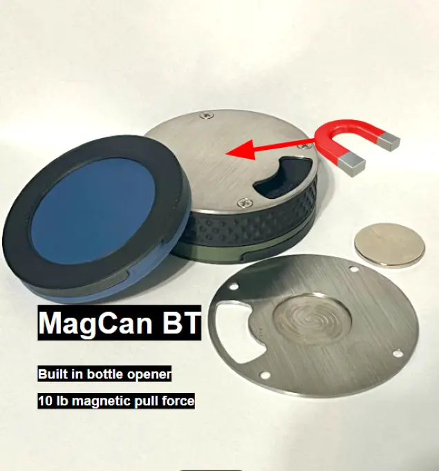 Magcan BT! Magnetic can with built in Bottle Opener. Pouch storage with extremely strong magnet for any activity, made in the USA
