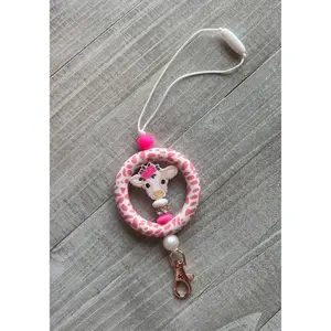 Pink Cow Print Car Dangle