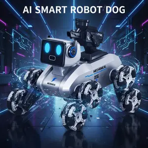 AI Smart Mechanical Robot Dog with 8-Wheel Drive, Intelligent Remote & Smartwatch Control, Programmable Stunt Performance, Gesture Interaction, Rechargeable Robotic Pet Toy for Kids & Tech Enthusiasts