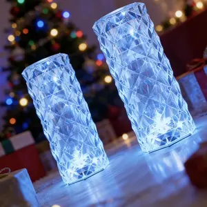Crystal Table Lamp with Remote & Touch Control Rose Wave Design RGB Color Changing Dimmable  Light for Bedroom Living Room Game Room Black Party Decoration camp gear portable night camping essentials