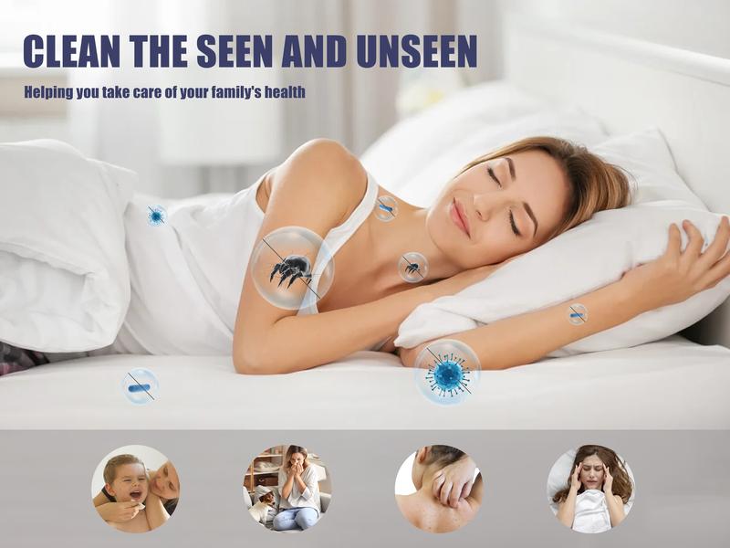 【Teant】 Mattress Vacuum Cleaner for Dust Mites Removal, Bed Vacuum with UV-C Light & 149°F Hot Air & Aroma Tablet & LED Display, 16Kpa Powerful Suction Double-Cup Handheld Vacuum Cleaner With HEPA Filter for Bed, Couch, Sofa, Carpet Deep Cleaning Machine