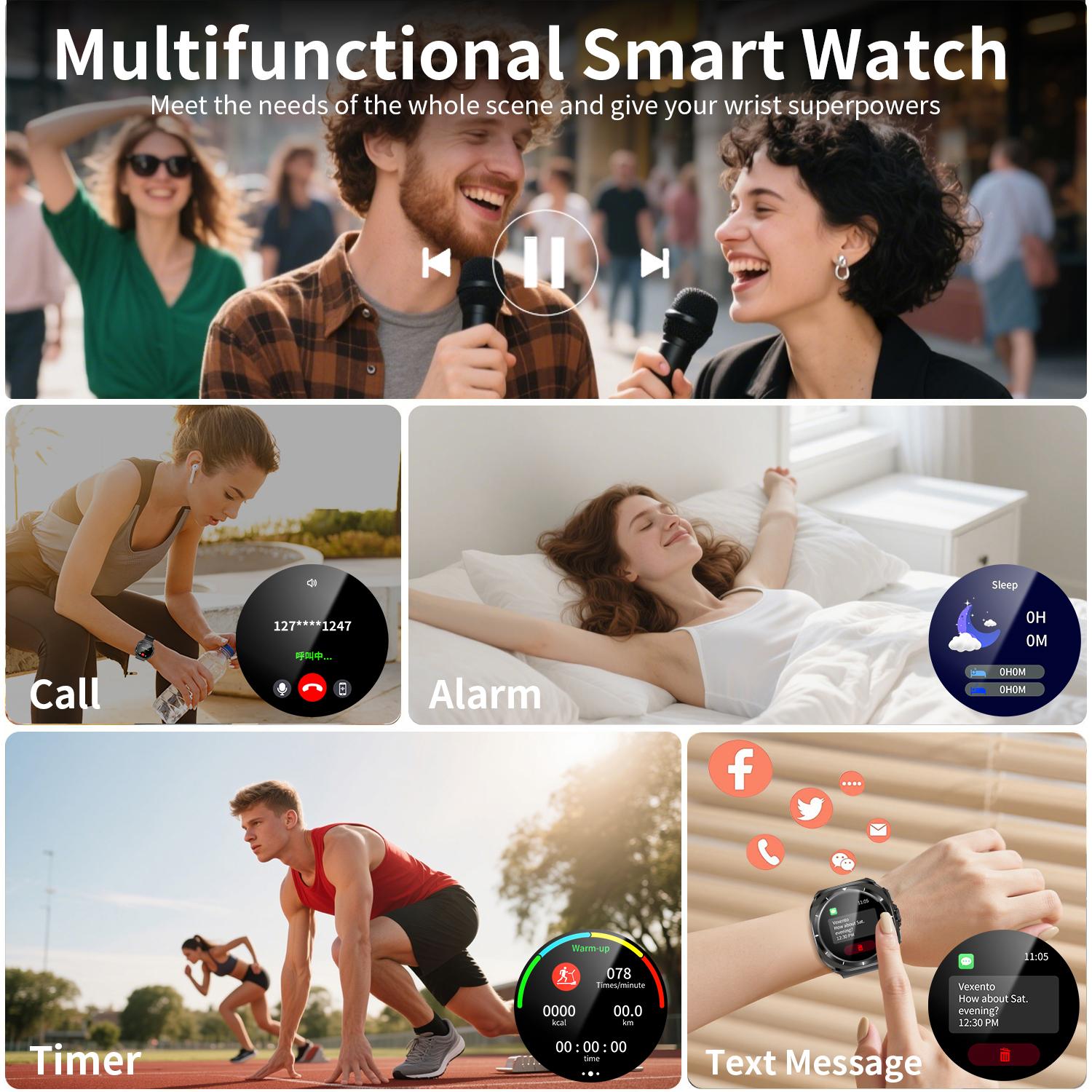 Smart Watch for Men Women 1.85" HD Titanium Alloy AM screen Bluetooth Call Running Watch (Answer/Make Call) Screen Smartwatch Touchsreen Fitness Tracker 110+Sports Mode Fitness Watch Modes Fitness & Sleep Tracker Smartwatch for Android/iOS