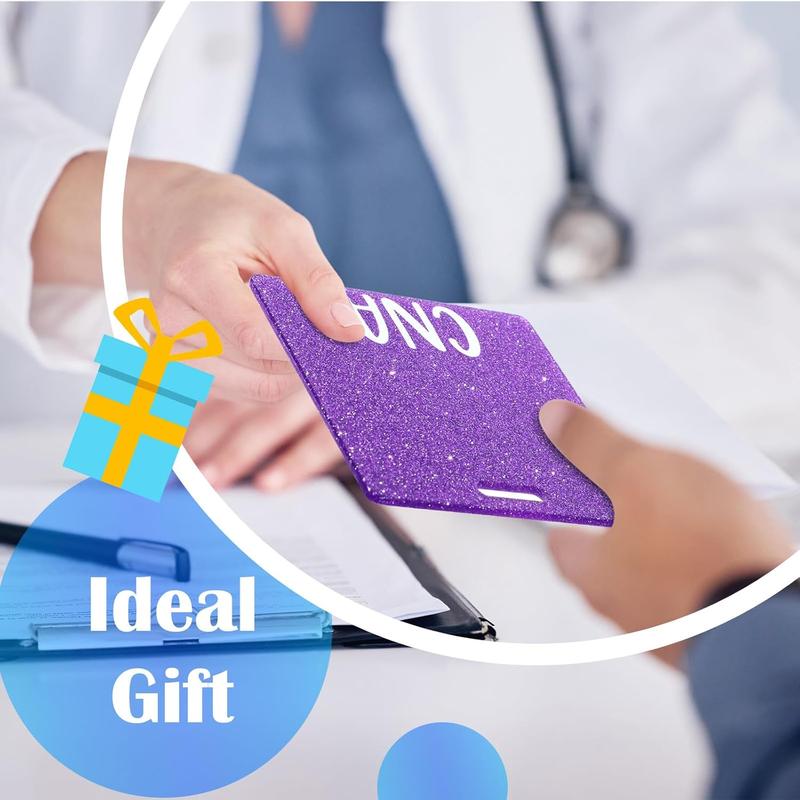 5 Pcs CNA Badge Holder in 5 Glitter Colors Retractable ID Name