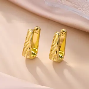 ALEXCRAFT Gold & Silver Chunky Rectangle Hoop Earrings for Women, Hypoallergenic Thick Geometric Huggie Hoops Earrings, Trendy Square Statement Earring
