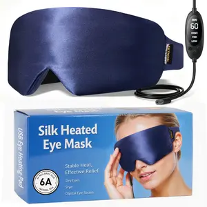 Warm Compress for Tired Eyes Blue - Electric Moist Heating Pad for Sinus Comfort & Eye Care - USB Temperature Timer Control, Washable Removable Cover for Sleep & Travel