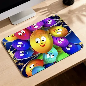 LIVEKEY Anime Character Ball Mouse Pad with Colorful Emoji Faces, Anti-Slip Rubber Base & Stitched Edges for Gaming, Office, and Home Computer Desk, Non-Slip Mouse Mat, 10.24x8.27 Inch, Vibrant Desk Mat​