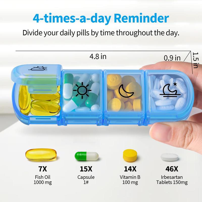 Pill Organizer 7 Day 4 Times a Day, Large Daily Travel Pill Box Case for Pills, Vitamins, Fish Oils, Supplements (Black)
