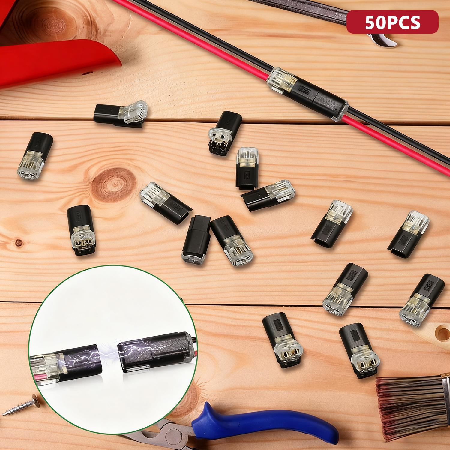 Double-Wire Plug-in Connector 50/100 PCS Low Voltage Wire Connector with Locking Buckle Fast Connect Plugs Hardware Tools for Repair Renovation DIY Crafts Double-Wire Plug-in Connector 50/100 PCS Low Voltage Wire Connector with Locking Buckle Fast Connect Plugs Hardware Tools for Repair Renovation DIY Crafts