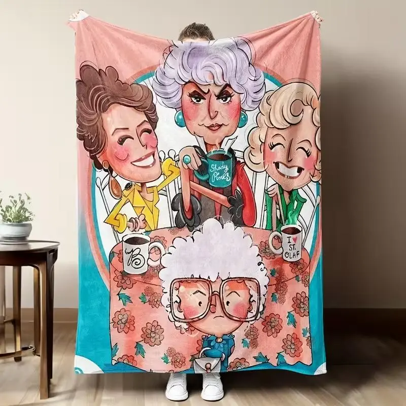 Golden Years Cartoon GG Throw Blanket - Cozy Nap Blanket, Versatile All-Season Textile for Living Room & Office Use, Exquisite Gift Option