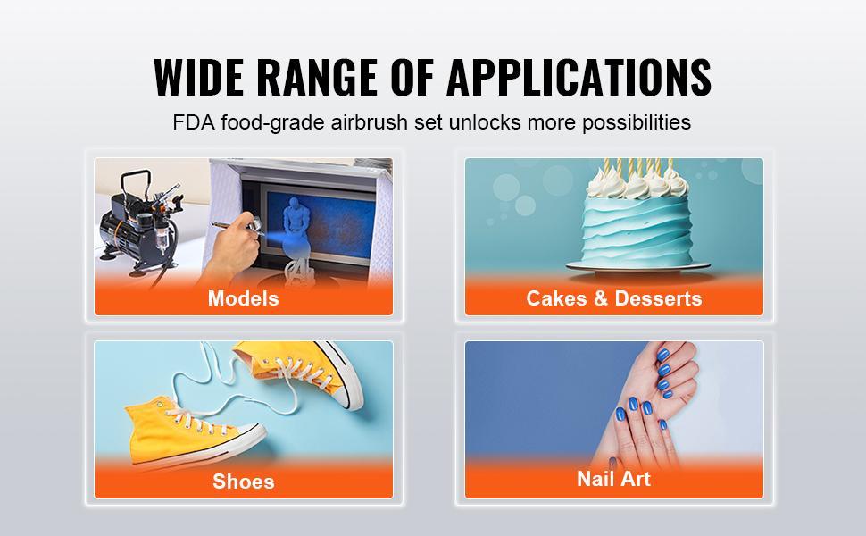 VEVOR Airbrush Ensemble,  Expert Airbrush Kit with Compressor, Multi-Use Dual-Action Gravity Feed Airbrush System for Art, Nails, Cookies, Tattoos