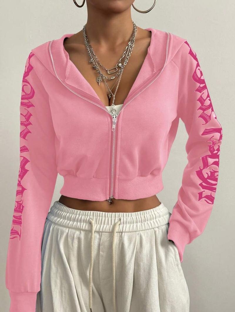 Gothic Streetwear Zip Up Hoodie for Women . Red Cropped Hoodie with Bold Letter Embroidery . Trendy Urban Style .Y2K Aesthetic Hooded Jacket . Baddie Fashion Statement Outfit