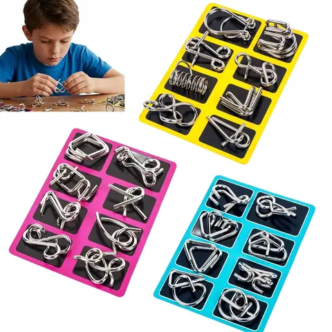 Unisex Montessori 24-Pair Nickel-Plated Anti-Rust Metal Puzzle Flash Cards Set, 7.08in×5.9in Smooth Safe Edges, Chizun Compact Size Travel-Friendly Ages 5+ ADHD Toy, Brain Teaser Solving for Family Nights Home Schooling