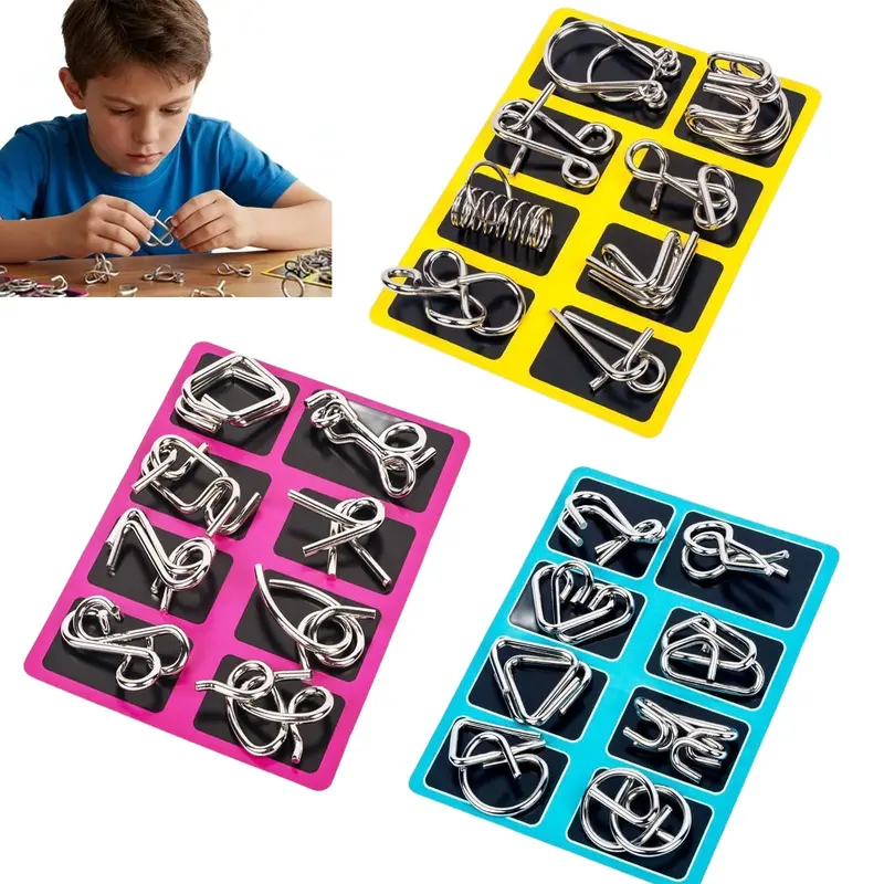 Unisex Montessori 24-Pair Nickel-Plated Anti-Rust Metal Puzzle Flash Cards Set, 7.08in×5.9in Smooth Safe Edges, Chizun Compact Size Travel-Friendly Ages 5+ ADHD Toy, Brain Teaser Solving for Family Nights Home Schooling
