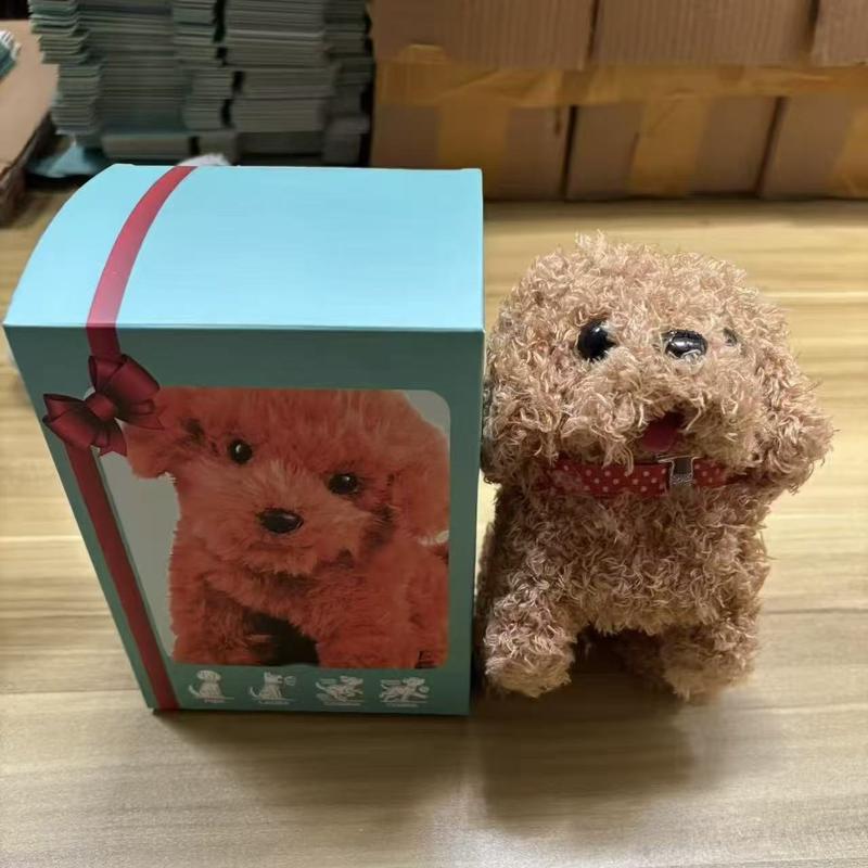 Lifelike Robotic Pup Plush Toy - Interactive Pet That Walks, Barks & Wags Tail, Cute Smart Toy for Kids & Adults,