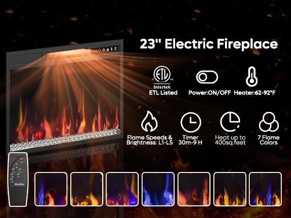 Bestier 63" Modern Fireplace TV Stand for TVs Up to 70", Electric Entertainment Center with Adjustable LED Storage Cabinets, Textured Door, Farmhouse Media Console for Living Room