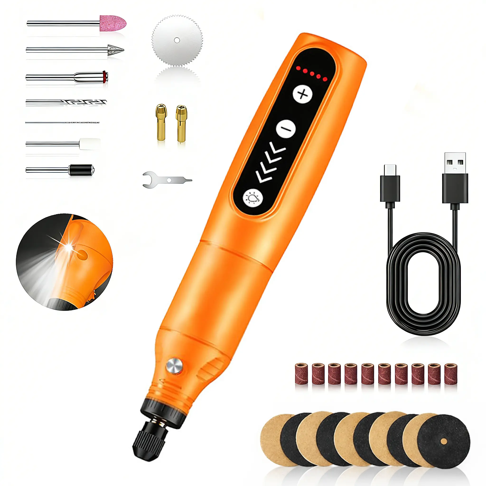 Cordless Rotary Tool, 5 Variable Speed Mini Rotary Tool Kit with 31 Accessories, 3.7V Type-C Charging Power Rotary Tool for Engraving, Sanding, Polishing, Carving, Cutting, DIY Crafts power rotary tool fathersdaygift