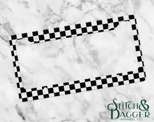 Black Checkered License Plate Frame, RetroCar Tag Holder, Vanity License Plate Frame, Checker Print Car Decor, Checker Print
