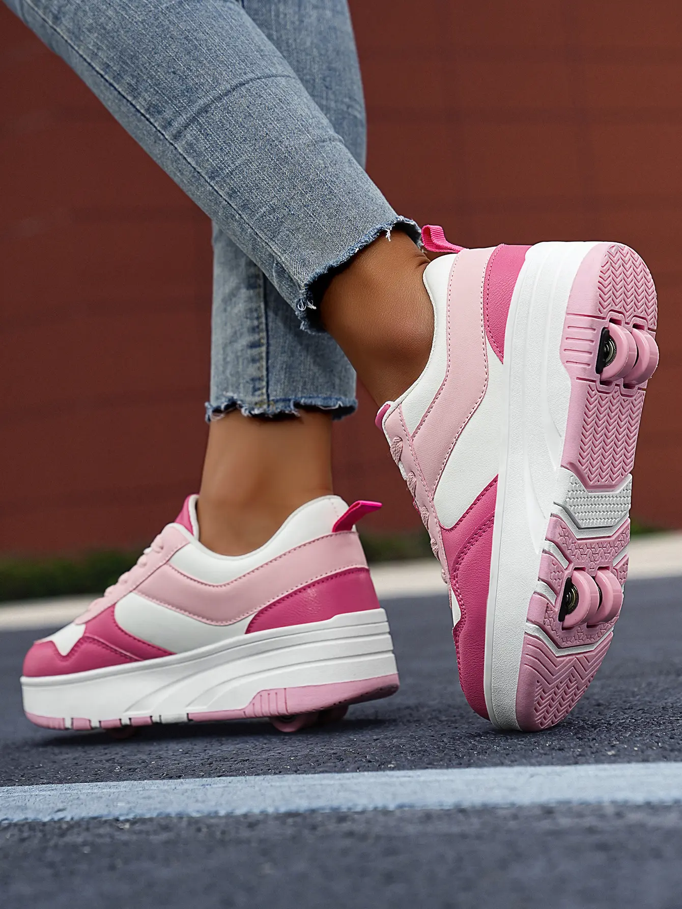 Roller Skate Shoes for Kids Boys Girls Upgraded Fashion Sneakers with Detachable 4-Wheels for Kid Sport Shoes Christmas Birthday Gifts