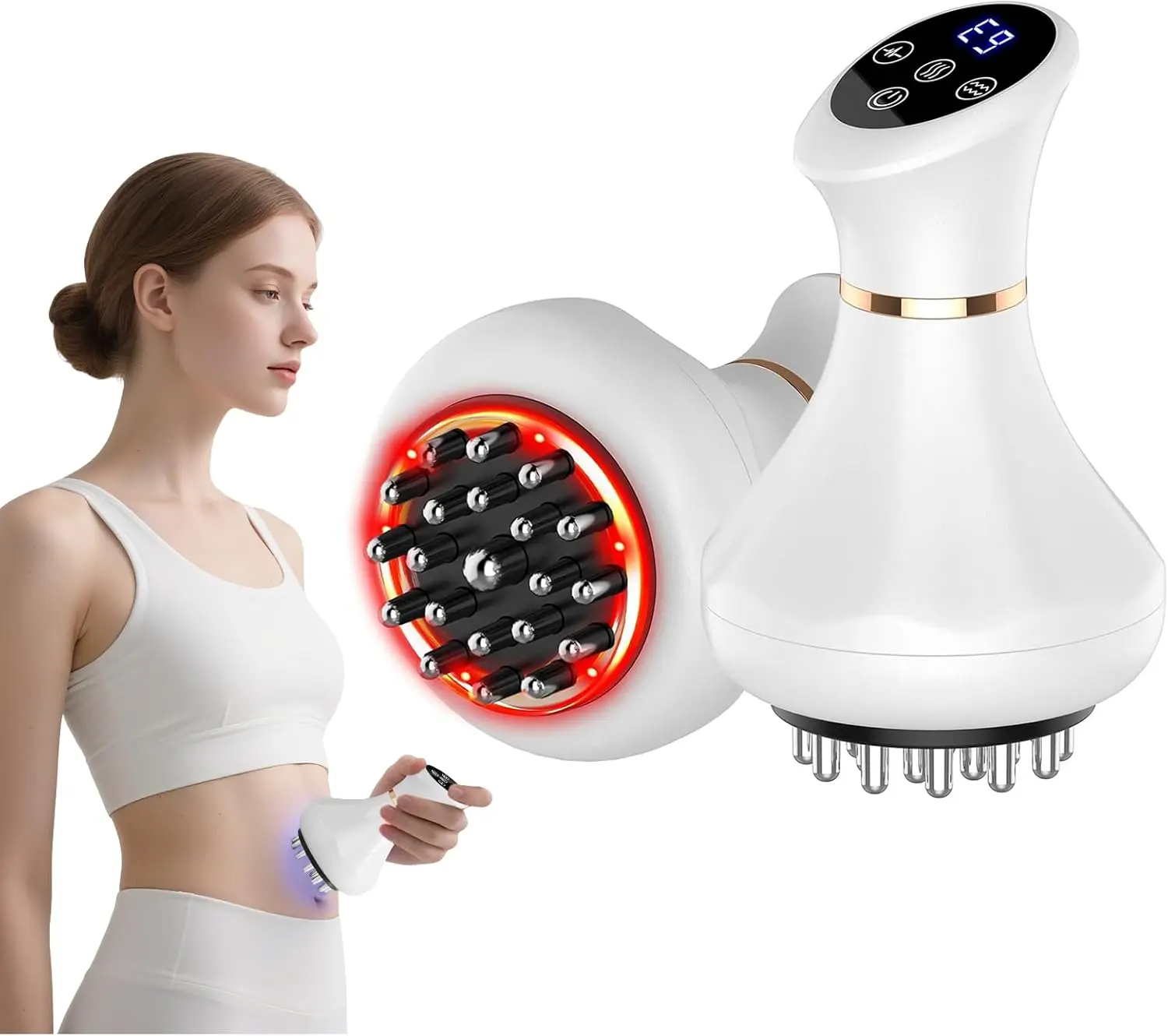 4 in 1 Portable Electric Meridian Brush, Rechargeable Electric Meridian Massager, Handheld Massage Tools for Relaxation, Comes with Massage Oil Great Gift for Parents