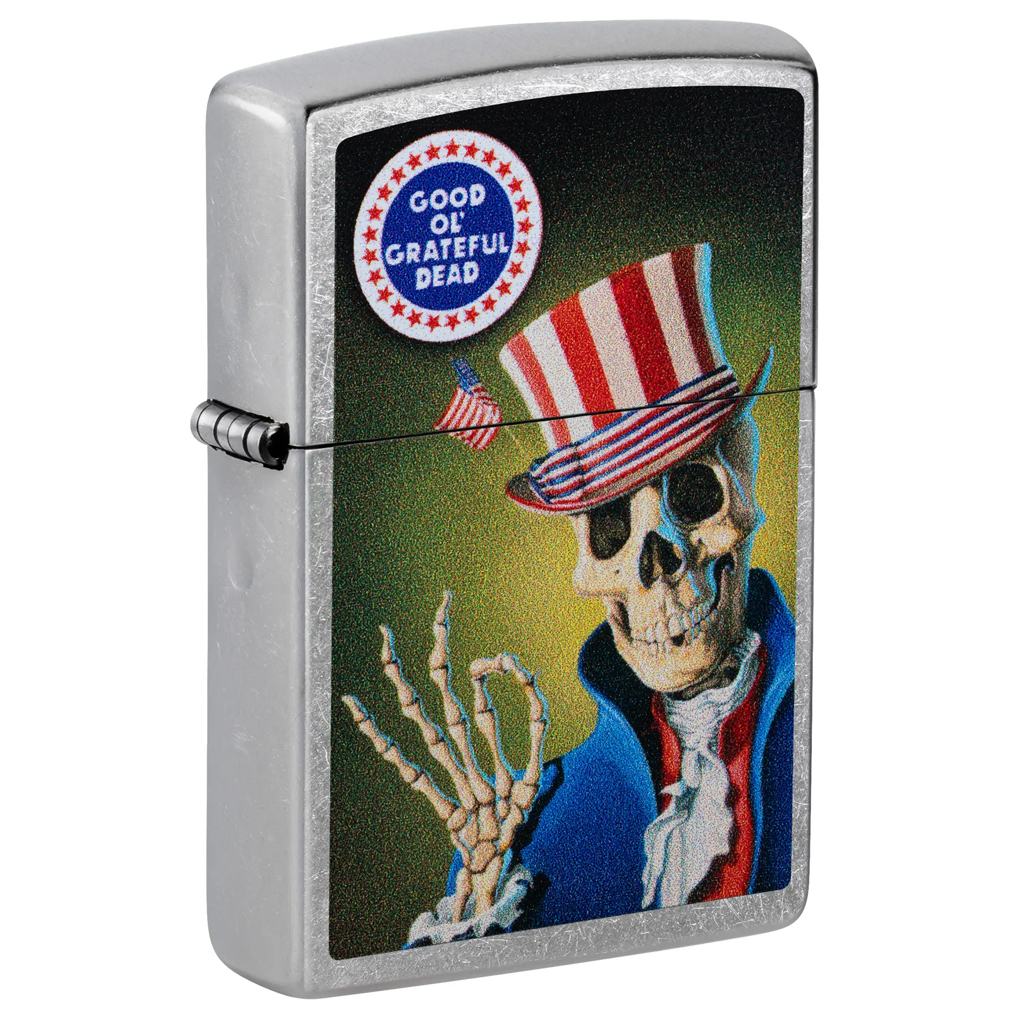 Zippo Good Ol' Grateful Dead Design Street Chrome Pocket Lighter - Made in USA - Unfilled (fuel sold separately)