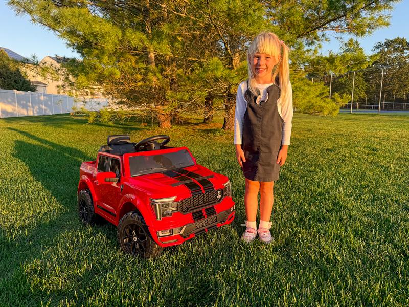 Hikiddo Electric Car Licensed Ford-Shelby F-150 12V Kids Ride on Truck Toys for Kids Toddlers with Remote & Bluetooth