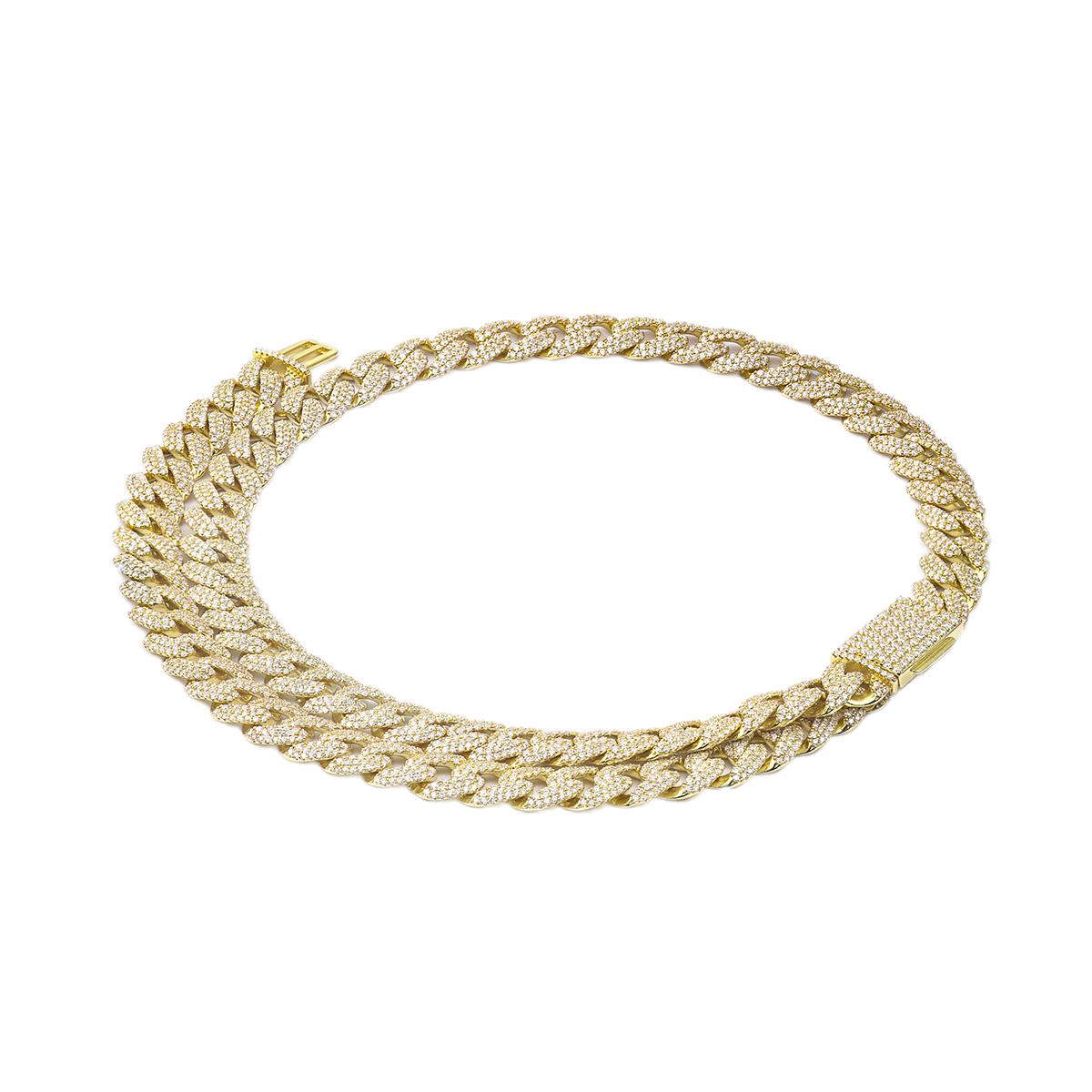 Delzzad (MSG.01) Hip Hop Bling Cuban Bracelet Necklace Chain VVS Synthetic Moissanite S925 Unisex Sparkle Cuban Chain Perfect for Any Occasion & Everyday Wear Birthday Anniversary Gifts