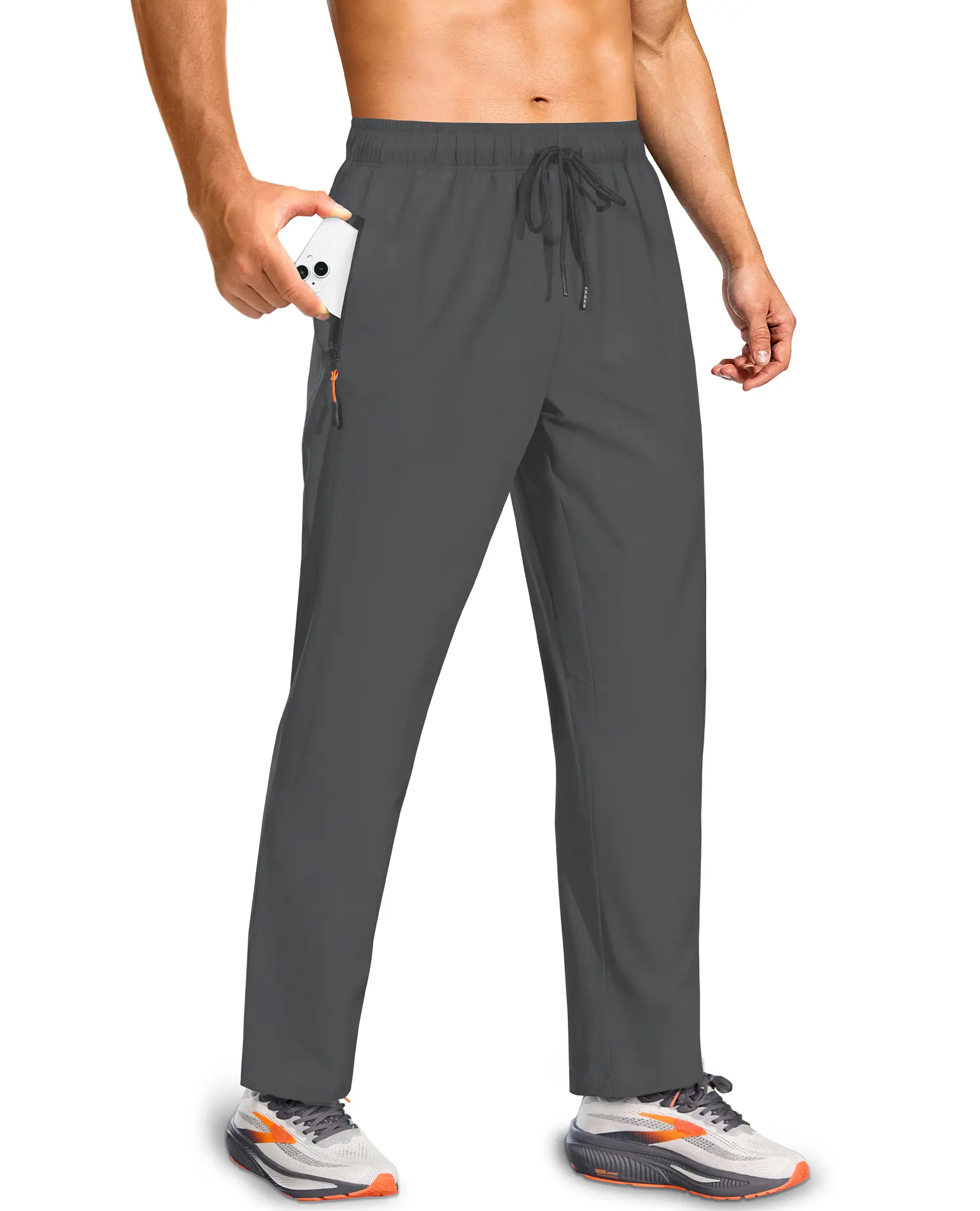 Men's Lightweight Hiking Pants Quick-Dry Water-Proof Sweatpants Joggers with Zipper Pockets for Workout Travel Running Sports Jogging Wear