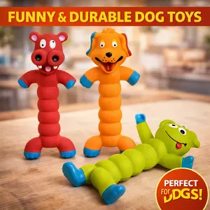 Dog Squeaky Toy, Latex Teeth Cleaning Chew Toy Self-Play Interactive Puppy Pet Durable Chewing Toys