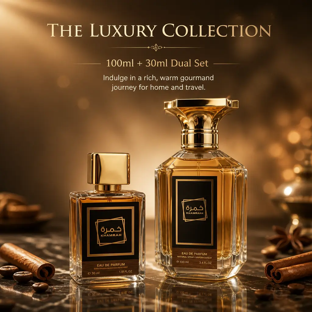 Men's Luxury Arabian Eau de Parfum Set - 100ml Full-Size Perfume + 30ml Travel Spray, Oriental Spicy Woody Scent with Cinnamon, Dates, Vanilla, Amberwood, Long-Lasting Fragrance, Premium Gift Box for Daily & Travel Use