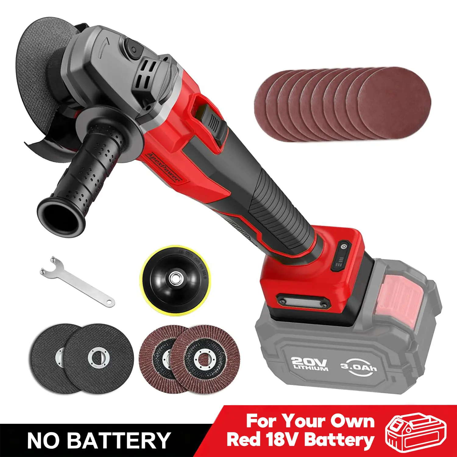 4.5" M18 Compatible Cordless Power Angle Grinder Tool Kit, Lithium Ion Battery-Ready for Milwaukee, Quick Change Wheel System, Cutting & Grinding Wheels Included for Precision Work (No Battery Included)