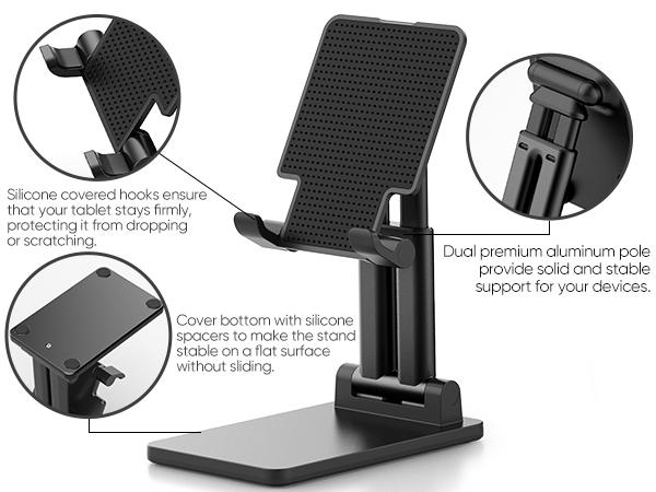 ARZOPA Tablet Stand, Adjustable & Foldable Sturdy 7"-15.6" Portable Monitor Stand for Desk Compatible with Phone iPad Tablets