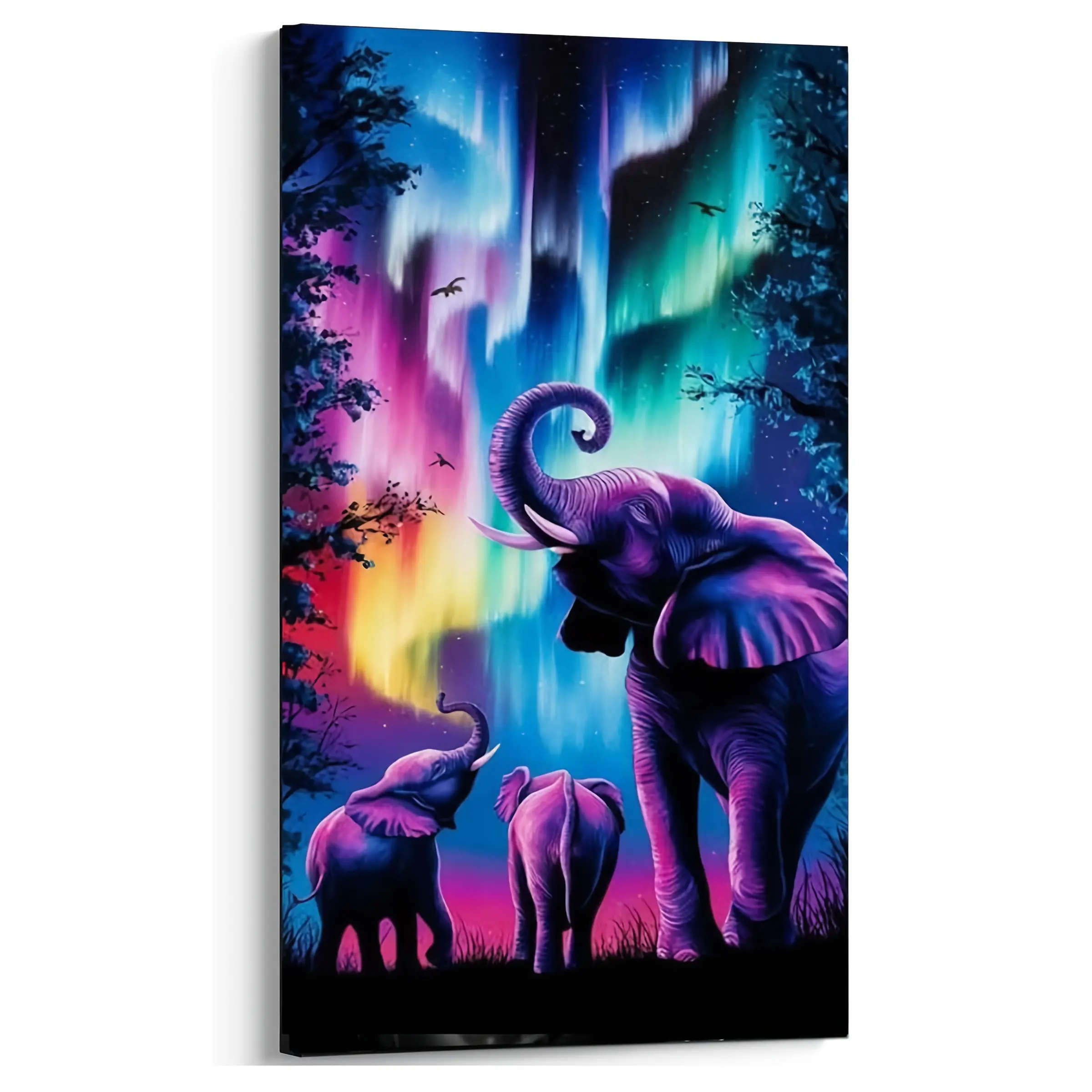 Large Size Aurora Landscape Elephant Diamond Painting Kits for Adults, DIY 5D Diamond Art Kits Full Drill Diamond Dots Paintings with Diamonds Gem Art and Crafts Home Decor 40x70cm(16x28inch)