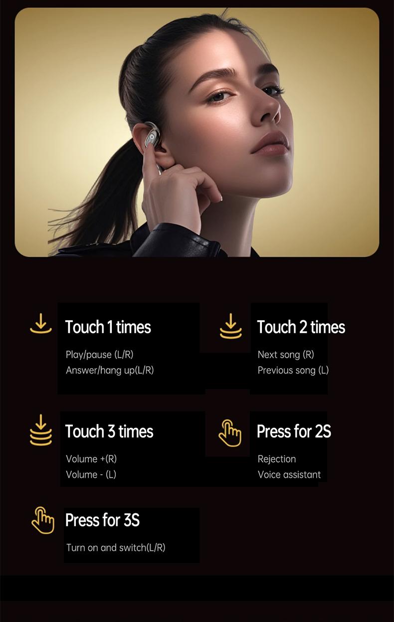 Acer OHR553 Wireless Open-Ear Headphone, Fashionable Earbuds, Wireless Gaming Earphones, HIFI Sound Quality Music Headset for Gaming Travel Sports Built-in Mic, Electronic Audio & Video Black